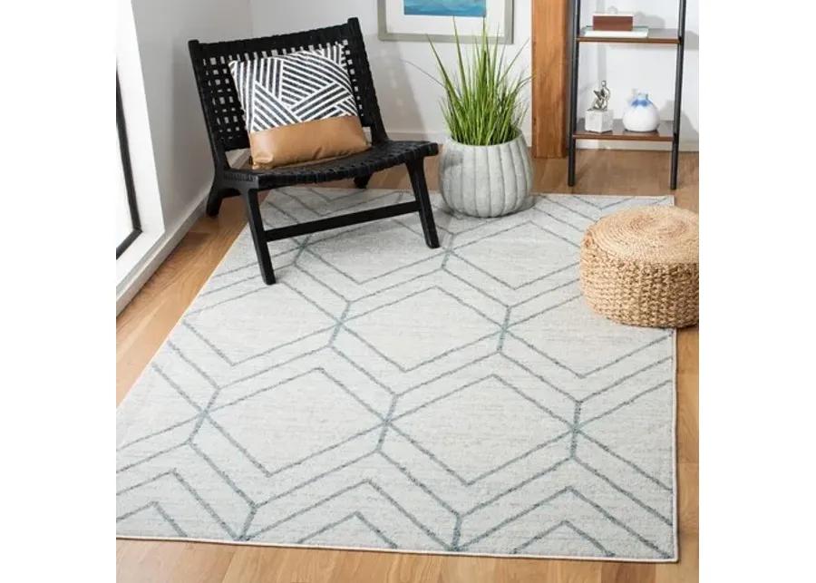 ADIRONDACK Contemporary Grey / Blue 6' X 6' Round Powerloomed Rug