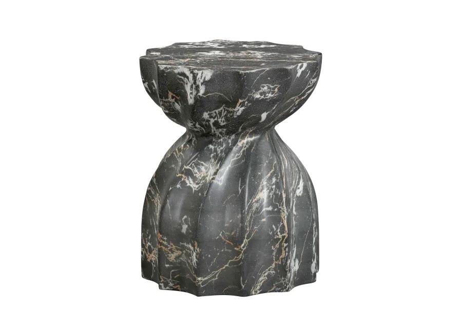 Turin Black Faux Marble Indoor / Outdoor Concrete Stool