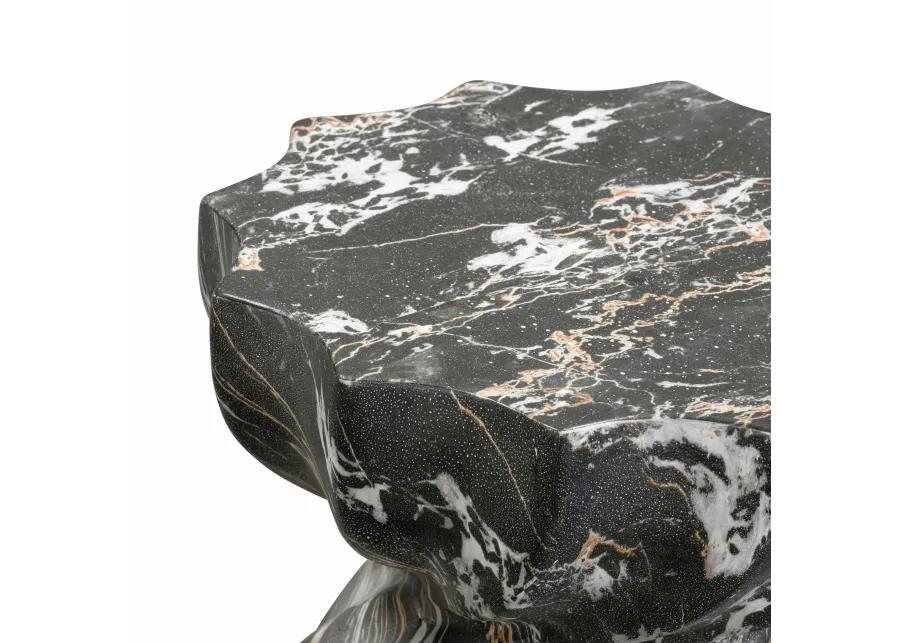 Turin Black Faux Marble Indoor / Outdoor Concrete Stool