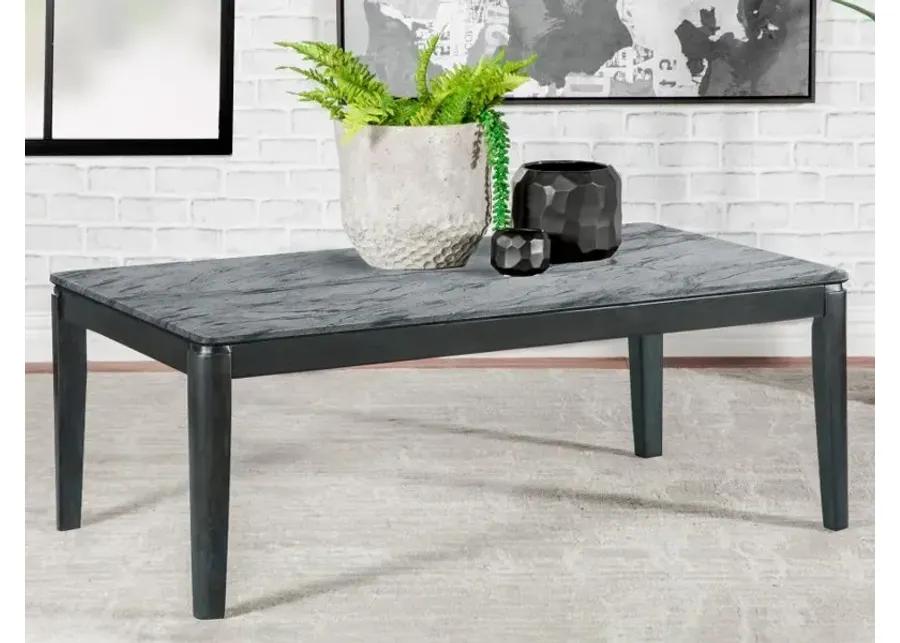 Mozzi Rectangular Coffee Table Faux Grey Marble and Black