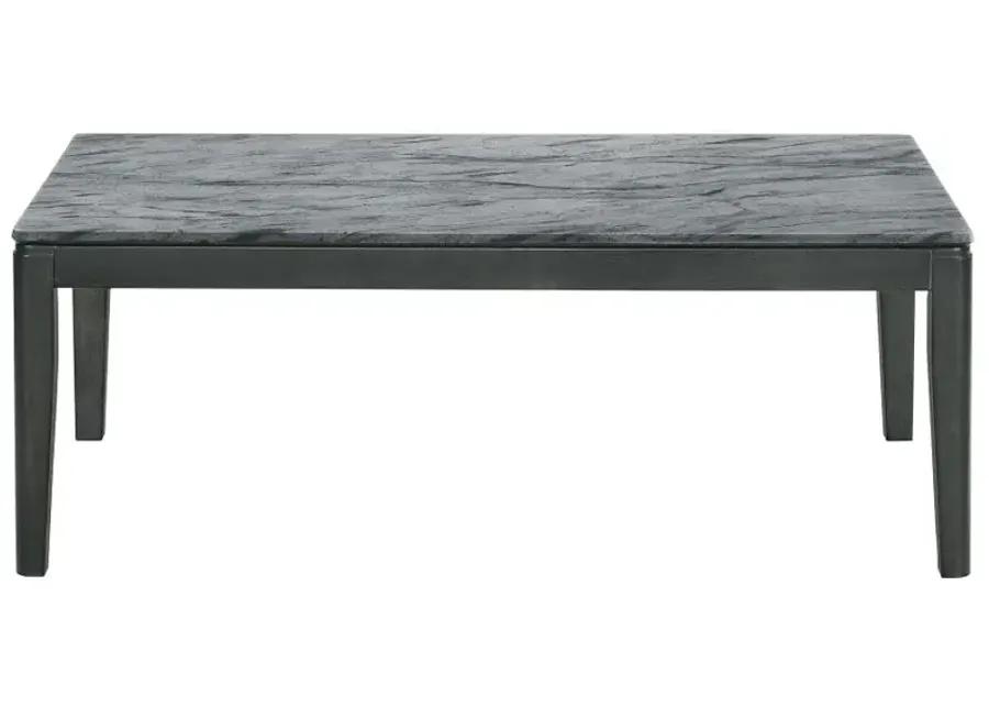 Mozzi Rectangular Coffee Table Faux Grey Marble and Black