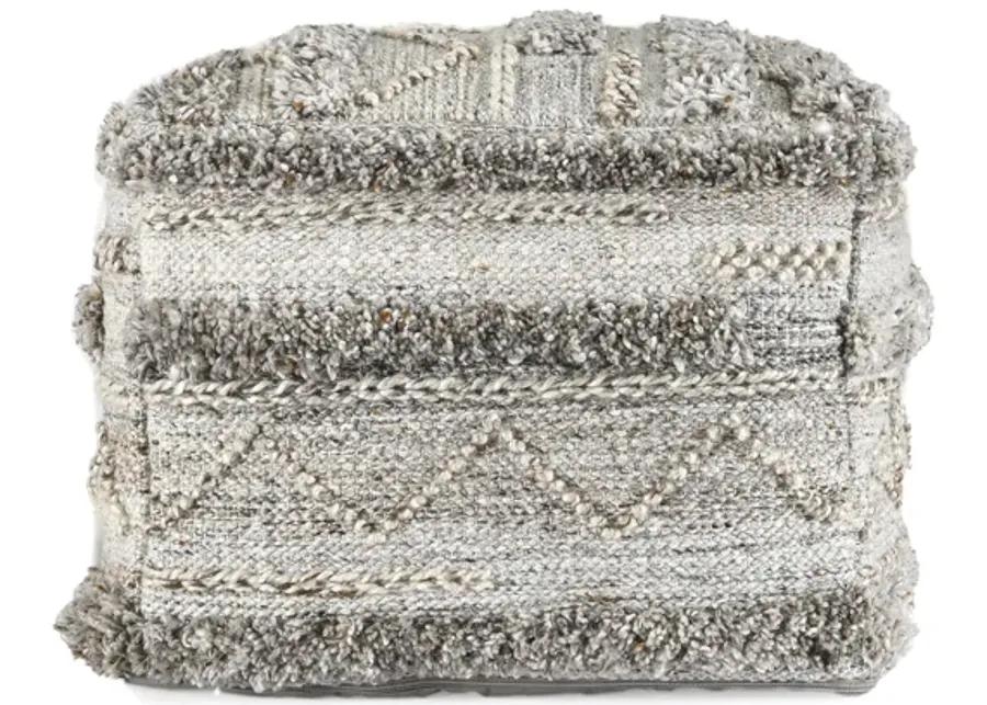 Fallon 18" Recycled Fabric Indoor Outdoor Pouf, Gray