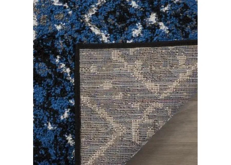 Adirondack Contemporary Blue / Black 6' X 9' Powerloomed Rug