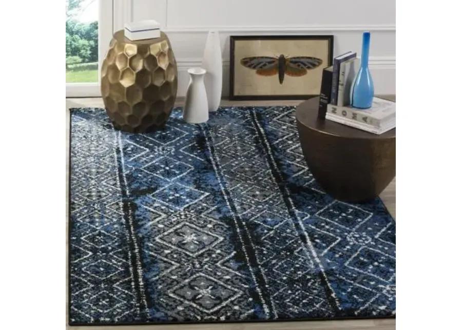 Adirondack Contemporary Blue / Black 6' X 9' Powerloomed Rug