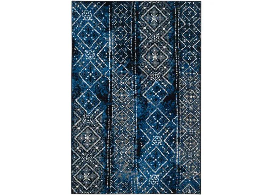 Adirondack Contemporary Blue / Black 6' X 9' Powerloomed Rug