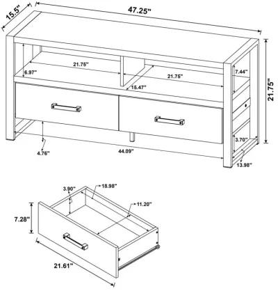 James 2-drawer Composite Wood 48" TV Stand Dark Pine