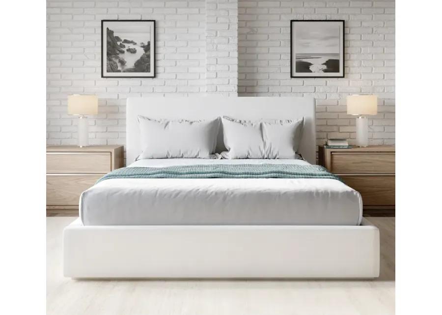 One Upholstered California King-size Platform Bed in Pearl