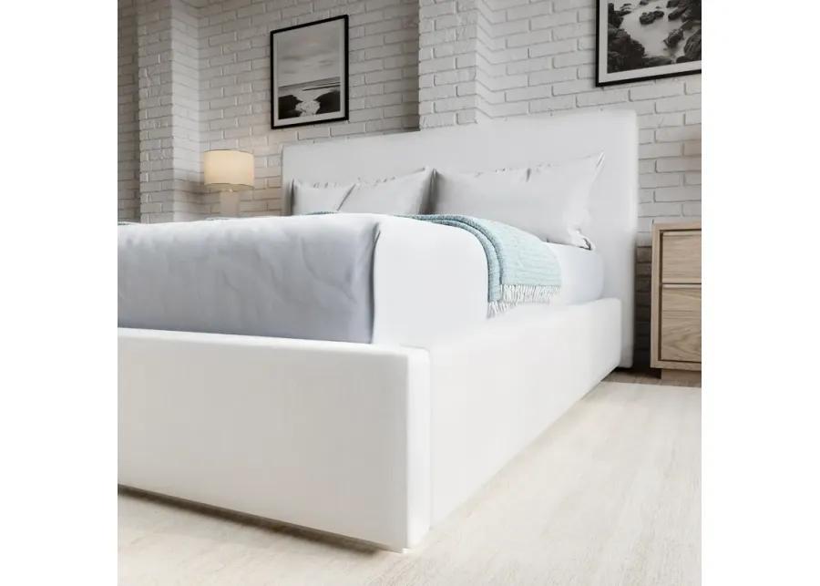 One Upholstered California King-size Platform Bed in Pearl