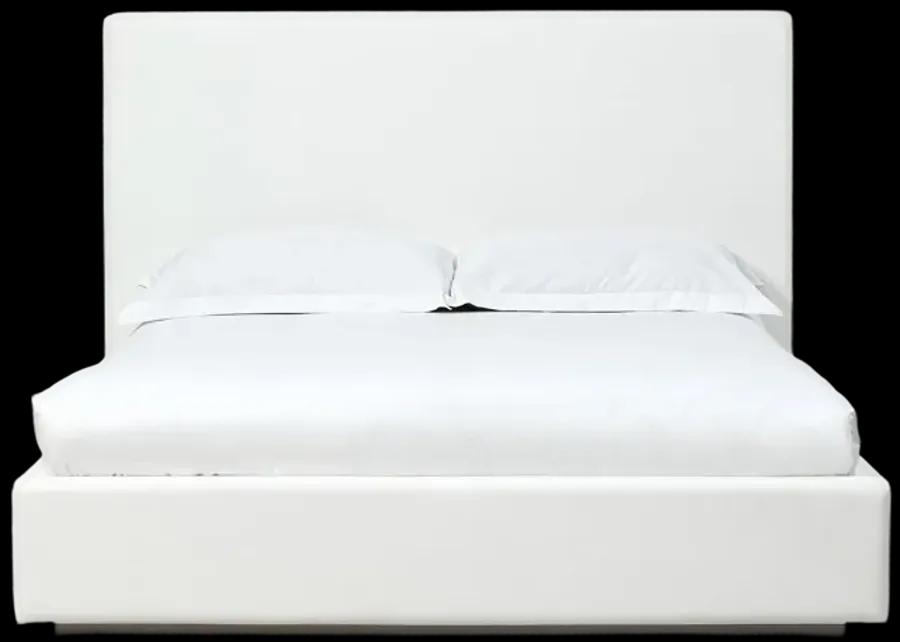 One Upholstered California King-size Platform Bed in Pearl