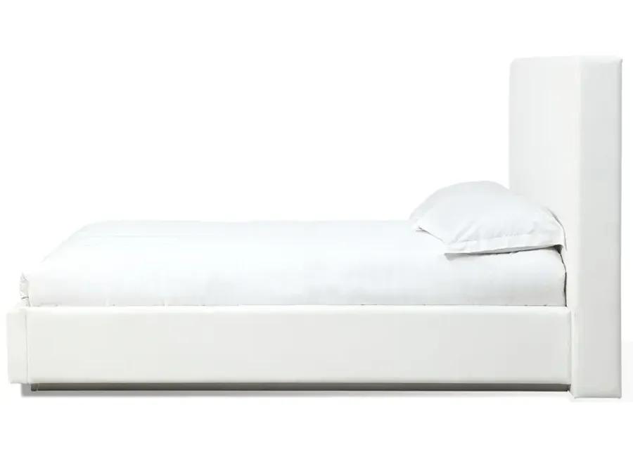 One Upholstered California King-size Platform Bed in Pearl