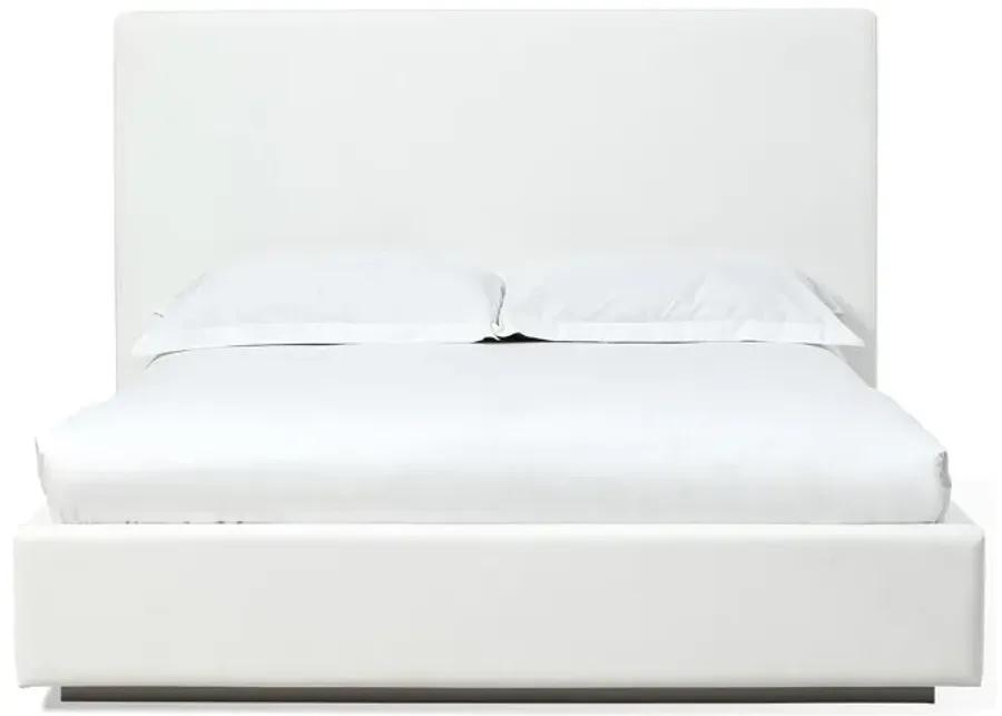 One Upholstered California King-size Platform Bed in Pearl