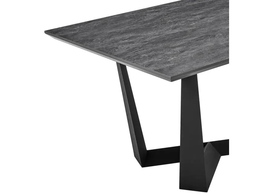 Radford Dark Gray Rectangular Dining Table with Black Finish