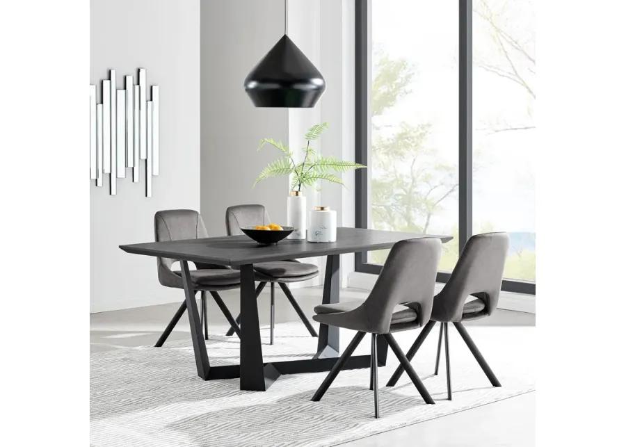 Radford Dark Gray Rectangular Dining Table with Black Finish