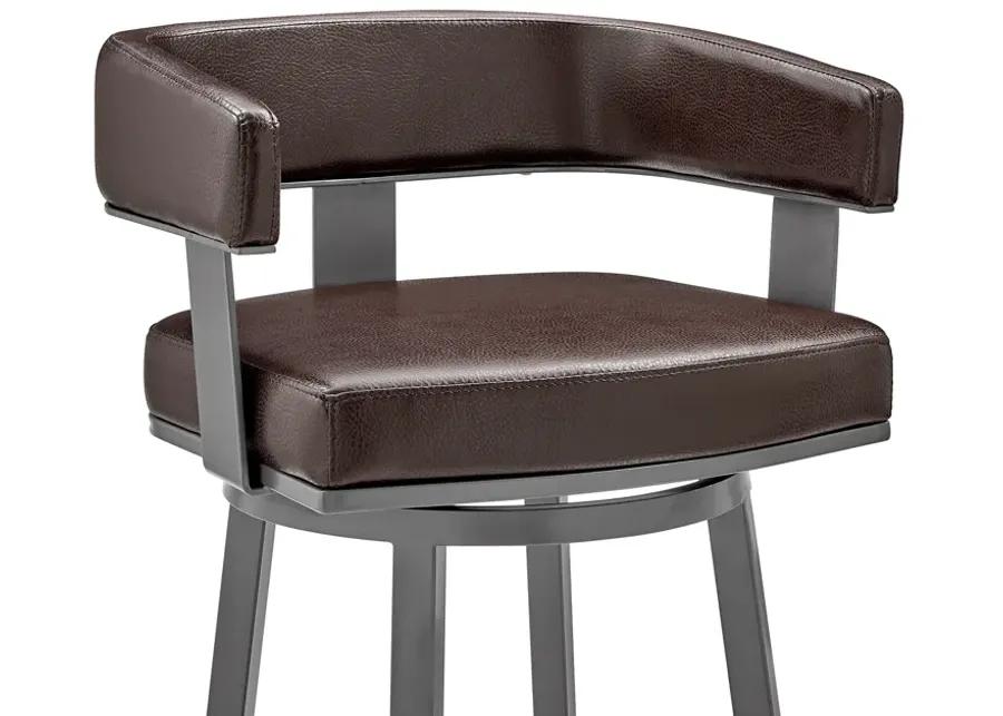 Lorin 26" Counter Height Swivel Bar Stool in Java Brown Finish and Chocolate Faux Leather