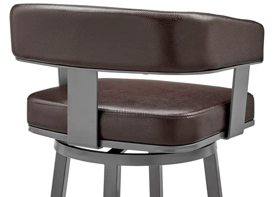 Lorin 26" Counter Height Swivel Bar Stool in Java Brown Finish and Chocolate Faux Leather