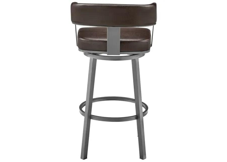 Lorin 26" Counter Height Swivel Bar Stool in Java Brown Finish and Chocolate Faux Leather