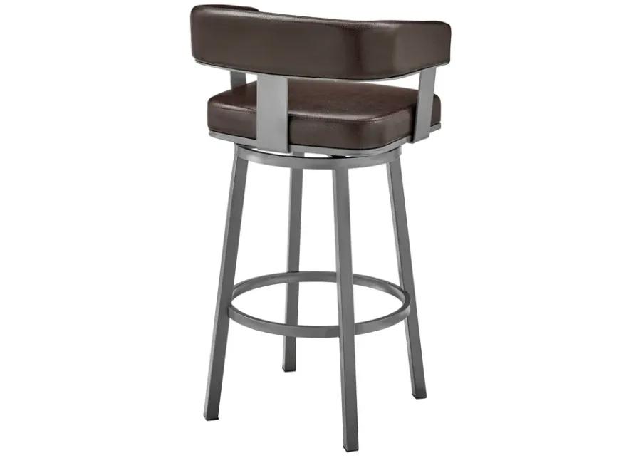 Lorin 26" Counter Height Swivel Bar Stool in Java Brown Finish and Chocolate Faux Leather