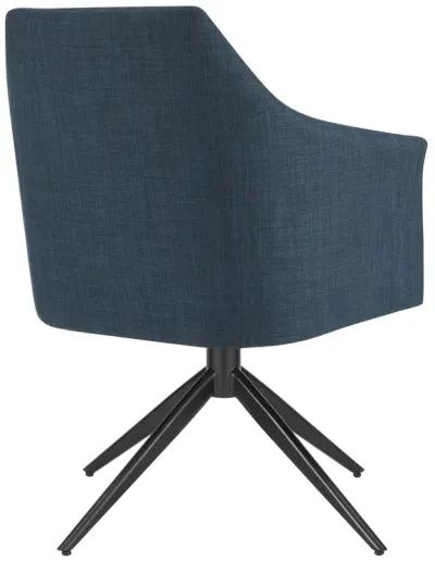 Signa Armchair in Blue Fabric with Black Steel Base - Set of 1