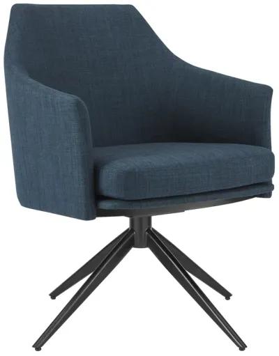 Signa Armchair in Blue Fabric with Black Steel Base - Set of 1