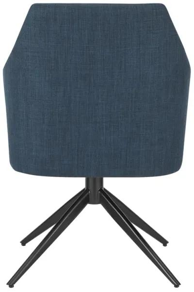 Signa Armchair in Blue Fabric with Black Steel Base - Set of 1