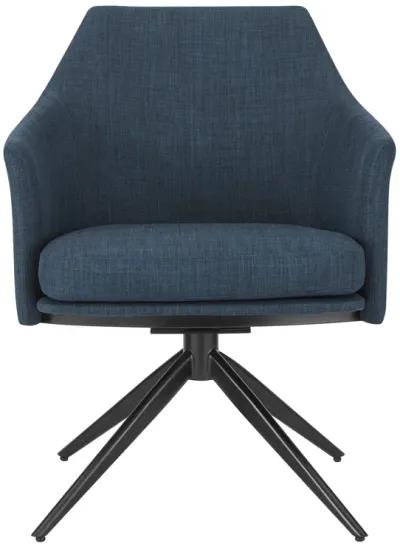 Signa Armchair in Blue Fabric with Black Steel Base - Set of 1