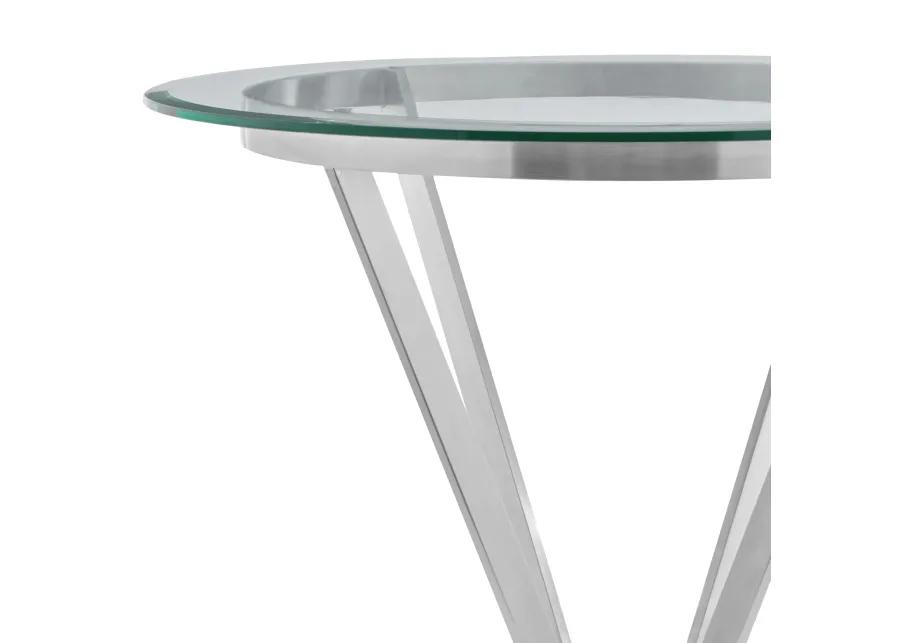 Naomi Round Glass and Brushed Stainless Steel Bar Table