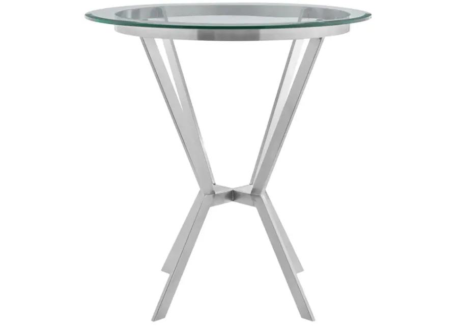 Naomi Round Glass and Brushed Stainless Steel Bar Table