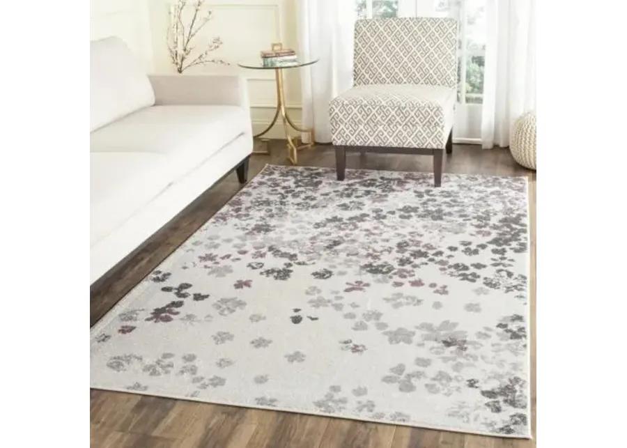 Adirondack Contemporary Ivory / Purple 5'-1" X 7'-6" Powerloomed Rug