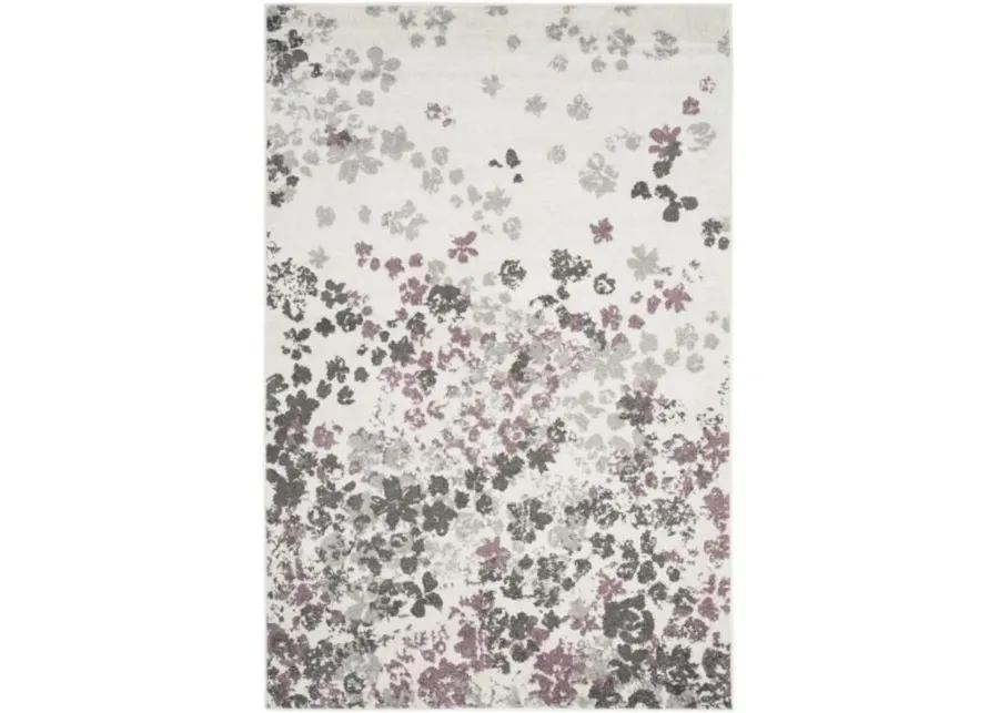 Adirondack Contemporary Ivory / Purple 5'-1" X 7'-6" Powerloomed Rug