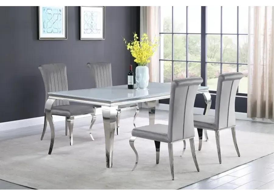 Carone Rectangular Glass Top Dining Table White and Chrome