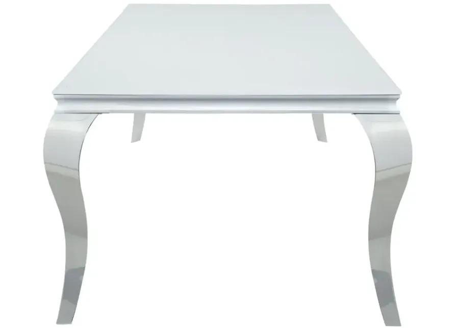 Carone Rectangular Glass Top Dining Table White and Chrome