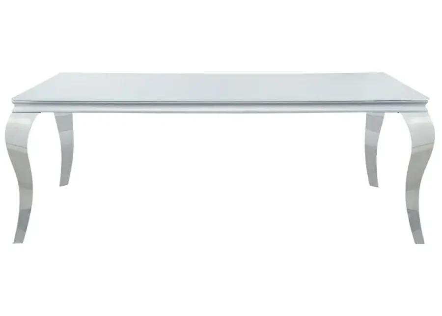 Carone Rectangular Glass Top Dining Table White and Chrome