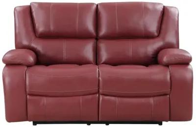 Camila Upholstered Motion Reclining Loveseat Red Faux Leather