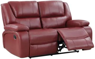 Camila Upholstered Motion Reclining Loveseat Red Faux Leather