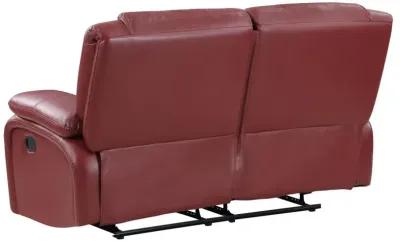 Camila Upholstered Motion Reclining Loveseat Red Faux Leather