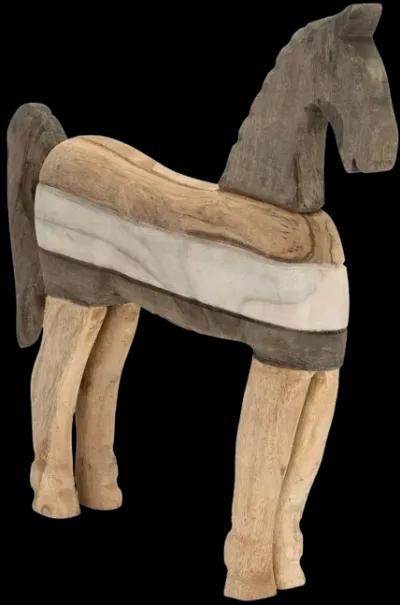 Mago Wood 14", Horse Sculputure, Dark Brown