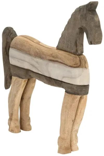 Mago Wood 14", Horse Sculputure, Dark Brown