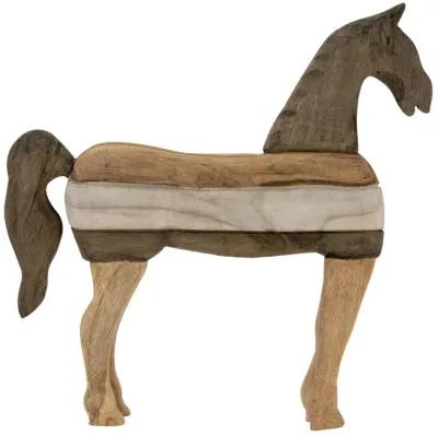 Mago Wood 14", Horse Sculputure, Dark Brown