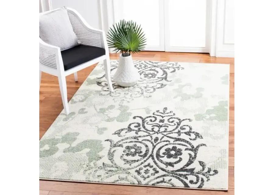 Adirondack Contemporary Ivory / Green 6' X 9' Powerloomed Rug