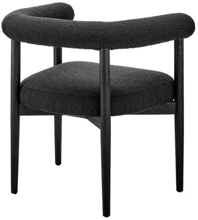 Keanu Fabric Dining Side Chair Black Legs, Boucle Black 