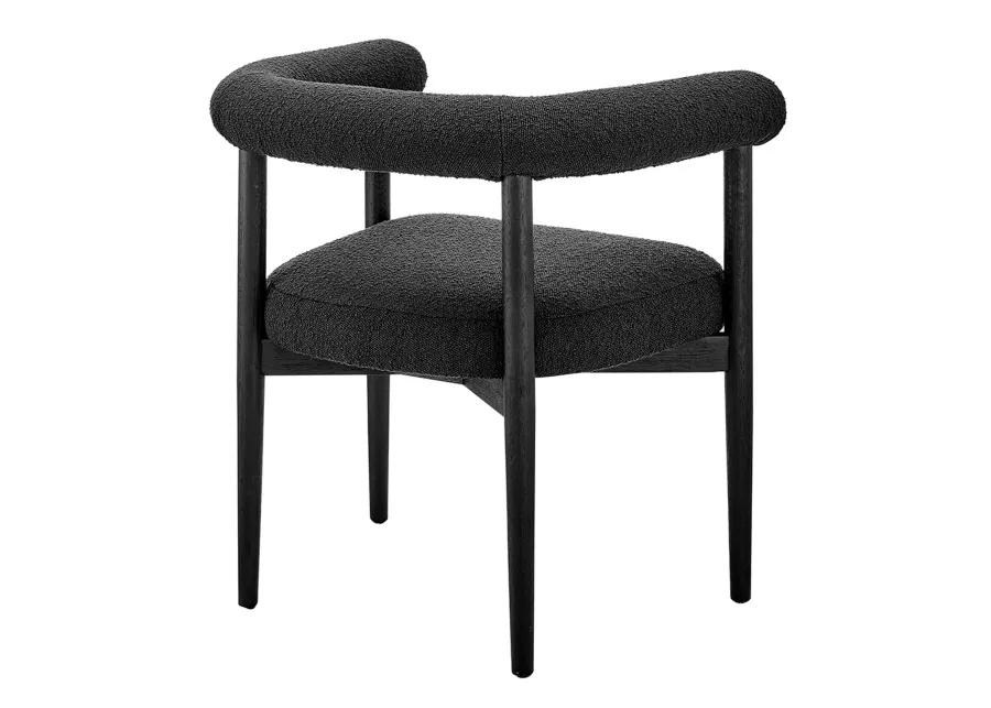 Keanu Fabric Dining Side Chair Black Legs, Boucle Black 