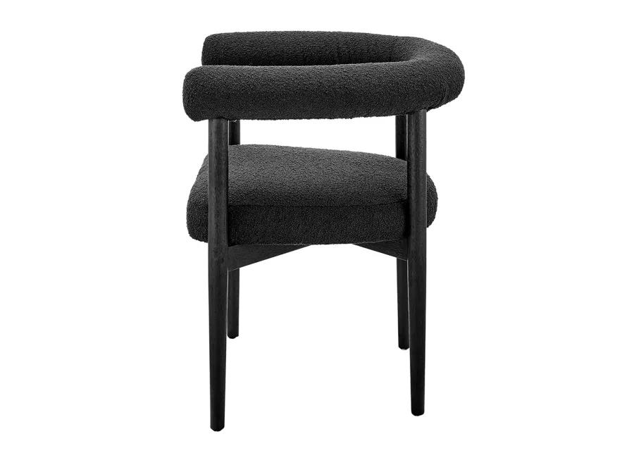 Keanu Fabric Dining Side Chair Black Legs, Boucle Black 