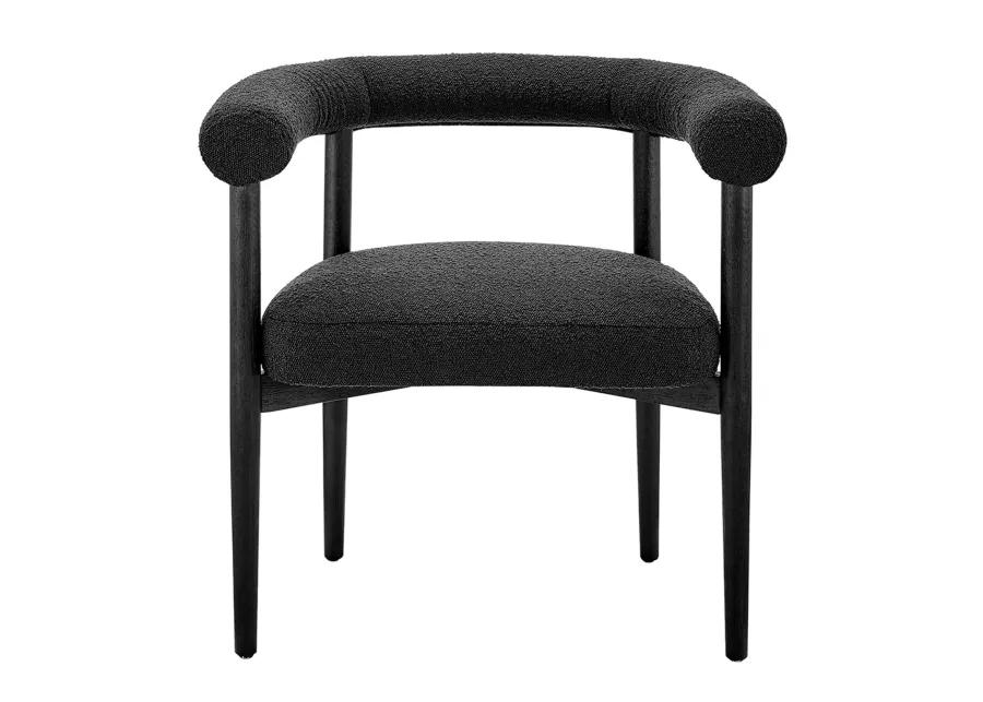 Keanu Fabric Dining Side Chair Black Legs, Boucle Black 