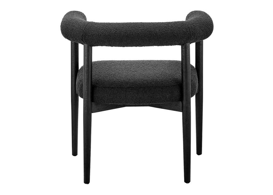 Keanu Fabric Dining Side Chair Black Legs, Boucle Black 