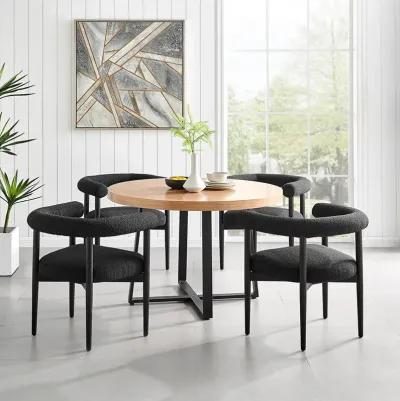 Keanu Fabric Dining Side Chair Black Legs, Boucle Black 