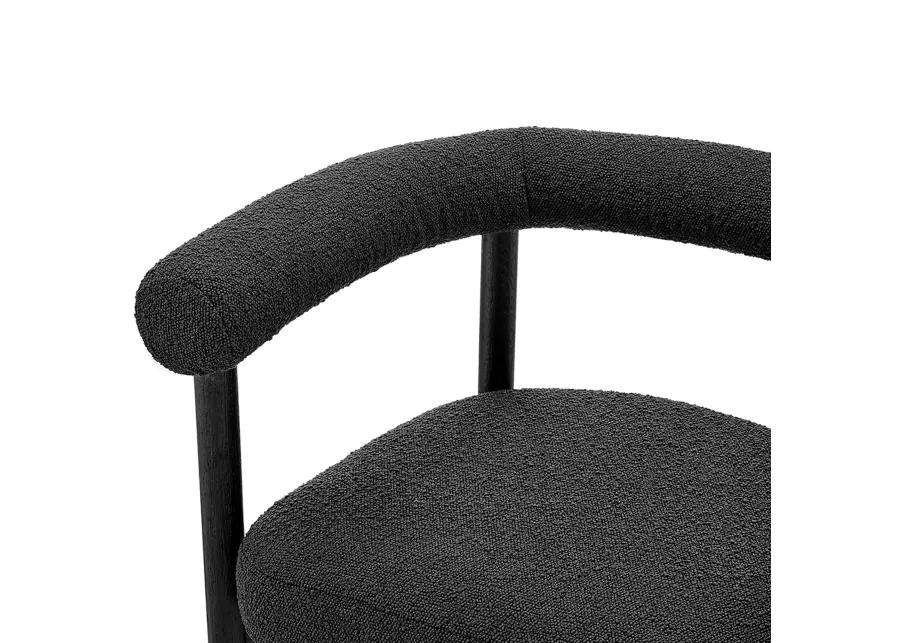 Keanu Fabric Dining Side Chair Black Legs, Boucle Black 