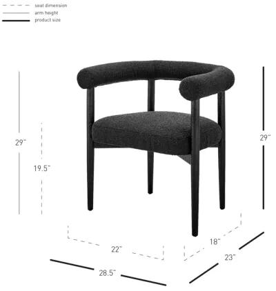 Keanu Fabric Dining Side Chair Black Legs, Boucle Black 