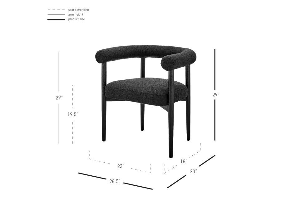 Keanu Fabric Dining Side Chair Black Legs, Boucle Black 