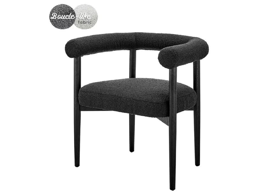 Keanu Fabric Dining Side Chair Black Legs, Boucle Black 