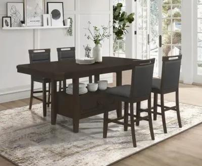 Prentiss 5-piece Rectangular Counter Height Dining Set with Butterfly Leaf Cappuccino